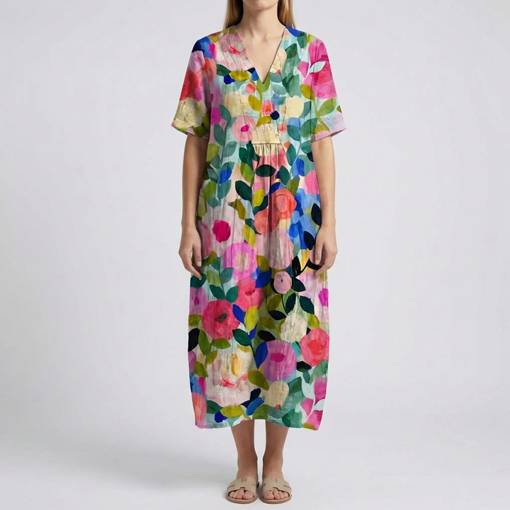 Floral Print Midi-Length Dress
