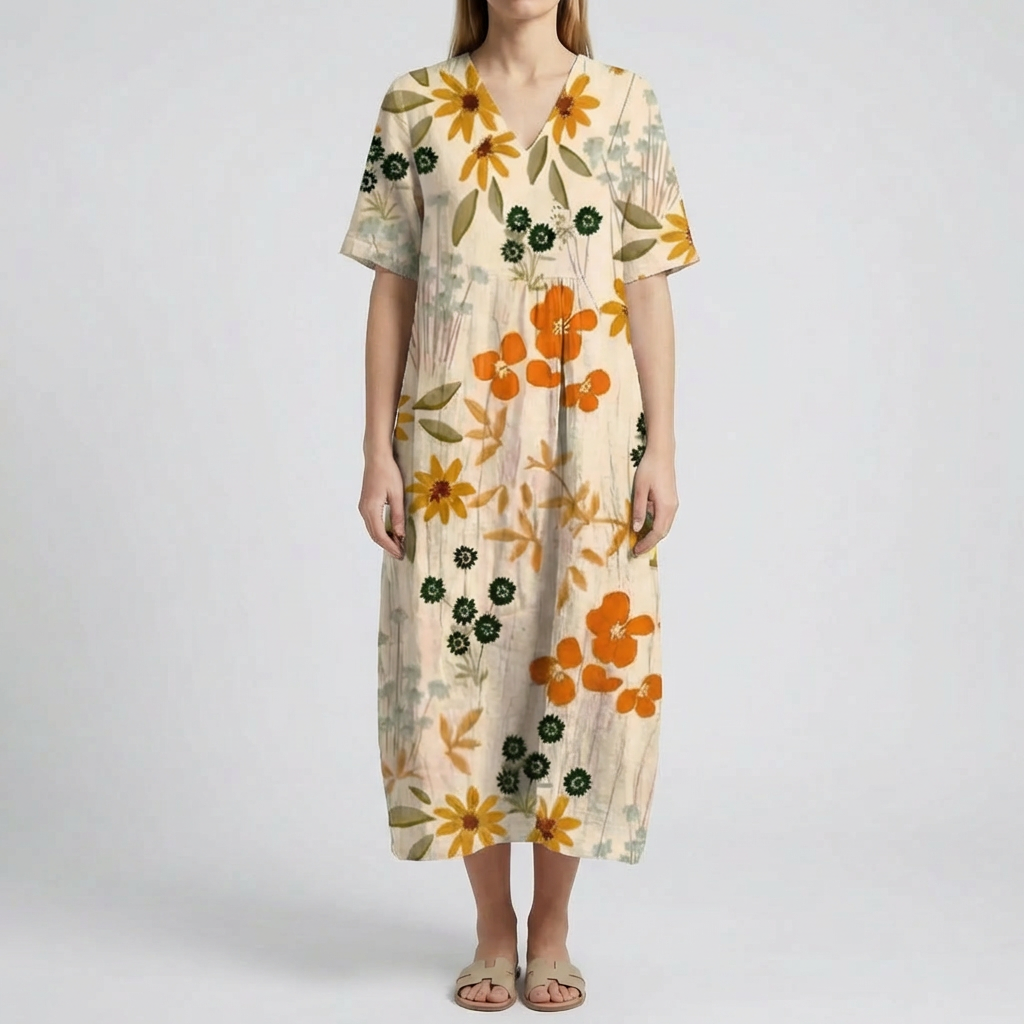 Floral Print Midi-Length Dress