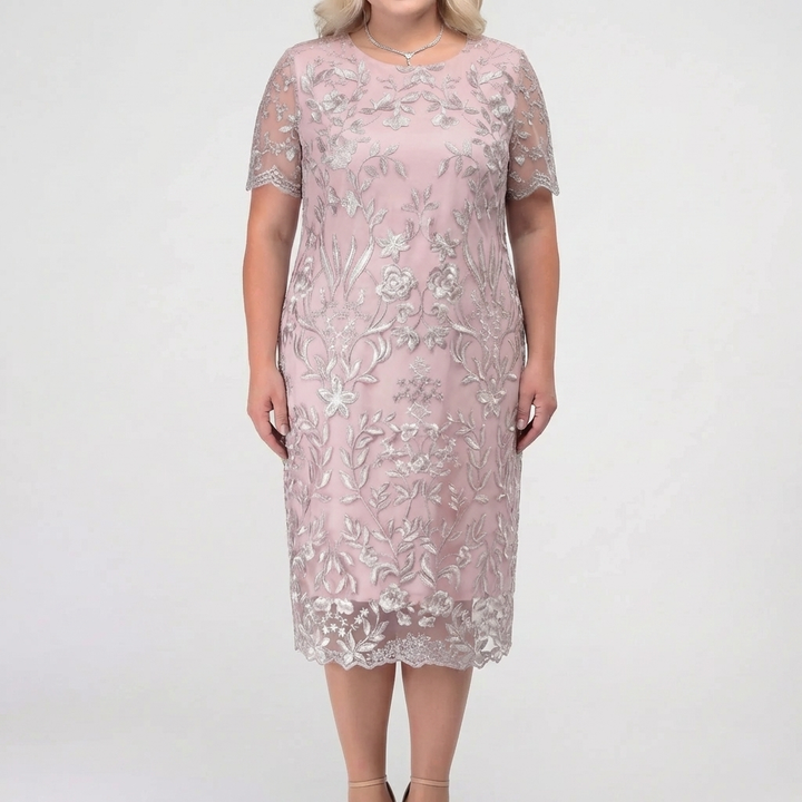Floral Lace Overlay Midi Dress