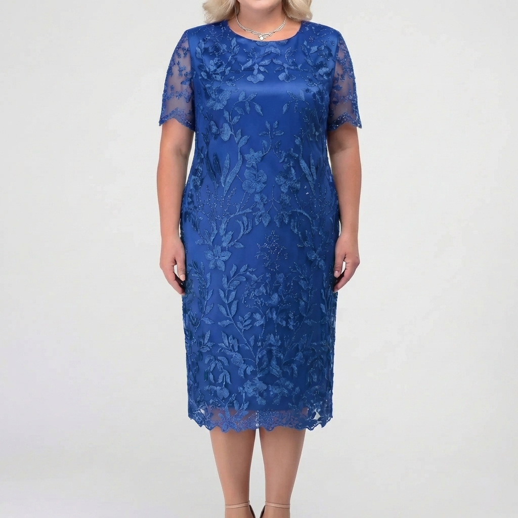 Floral Lace Overlay Midi Dress