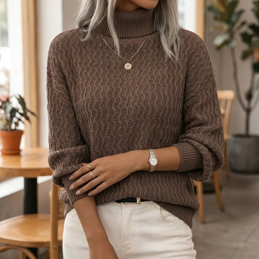 Classic Argyle Turtleneck Sweater for Women