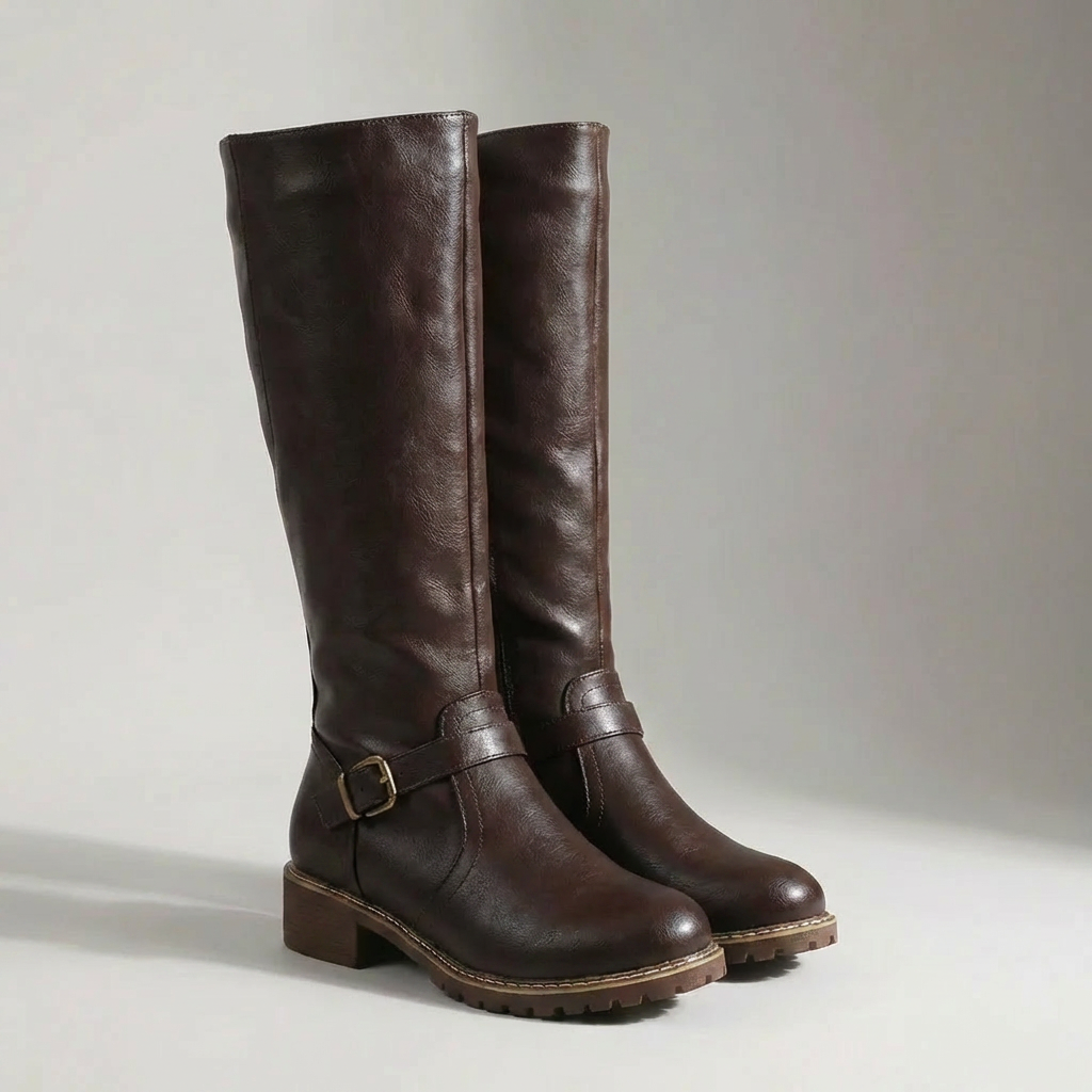 Knee-High Riding Boot With Buckle Detail