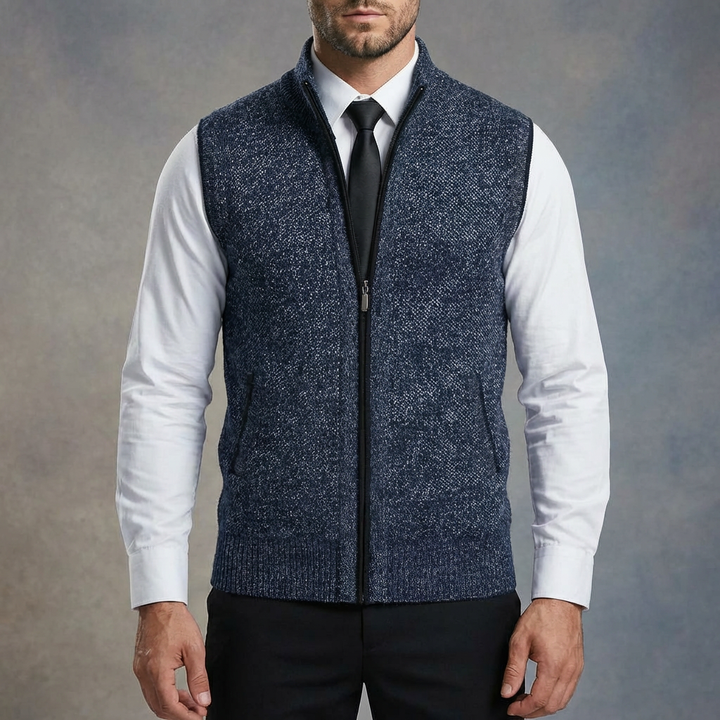 Full-Zip Knit Sweater Vest for Men