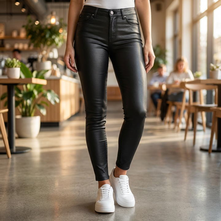 Elegant High-Waist PU Leather Pants for Women