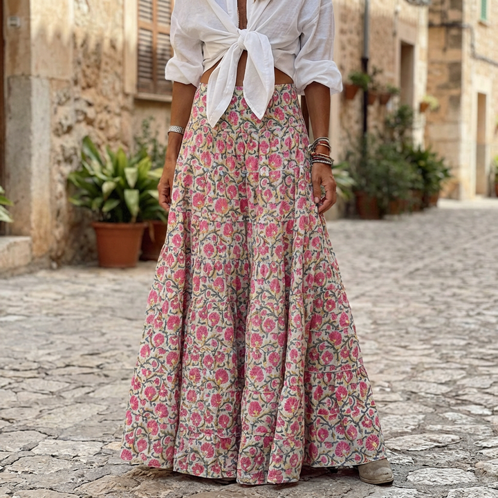 Bohemian Maxi Skirt with Print  for Women