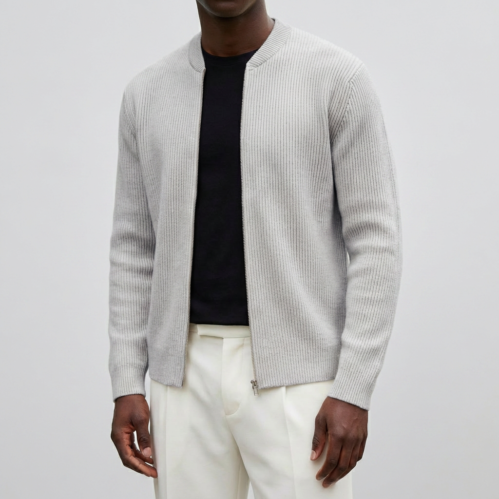 Casual Zipper Knit Cardigan for Men