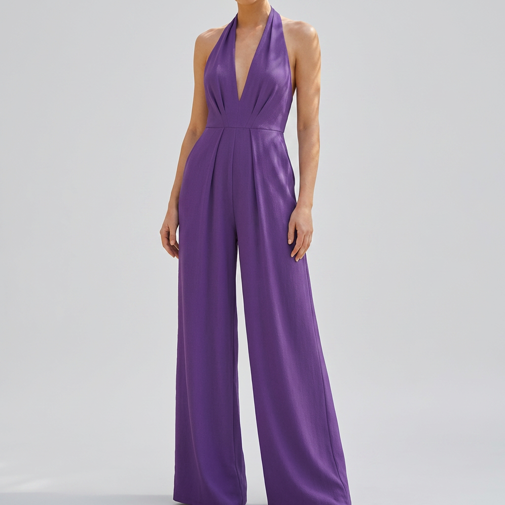 Deep V Neck Backless Jumpsuit for Women