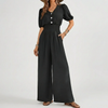 Puff Sleeve Top And Wide-Leg Pants Jumpsuit