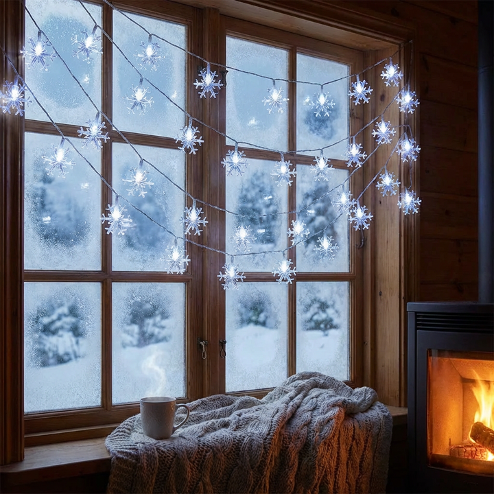 Snowflake-Shaped LED String Lights