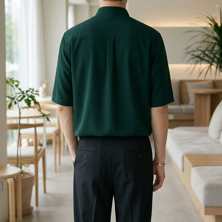 Long‑Sleeve Mandarin Collar Shirt for Men