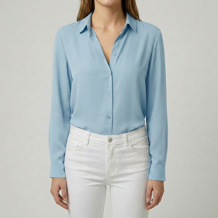 Women’s Button Up Blouse with Collared Neckline