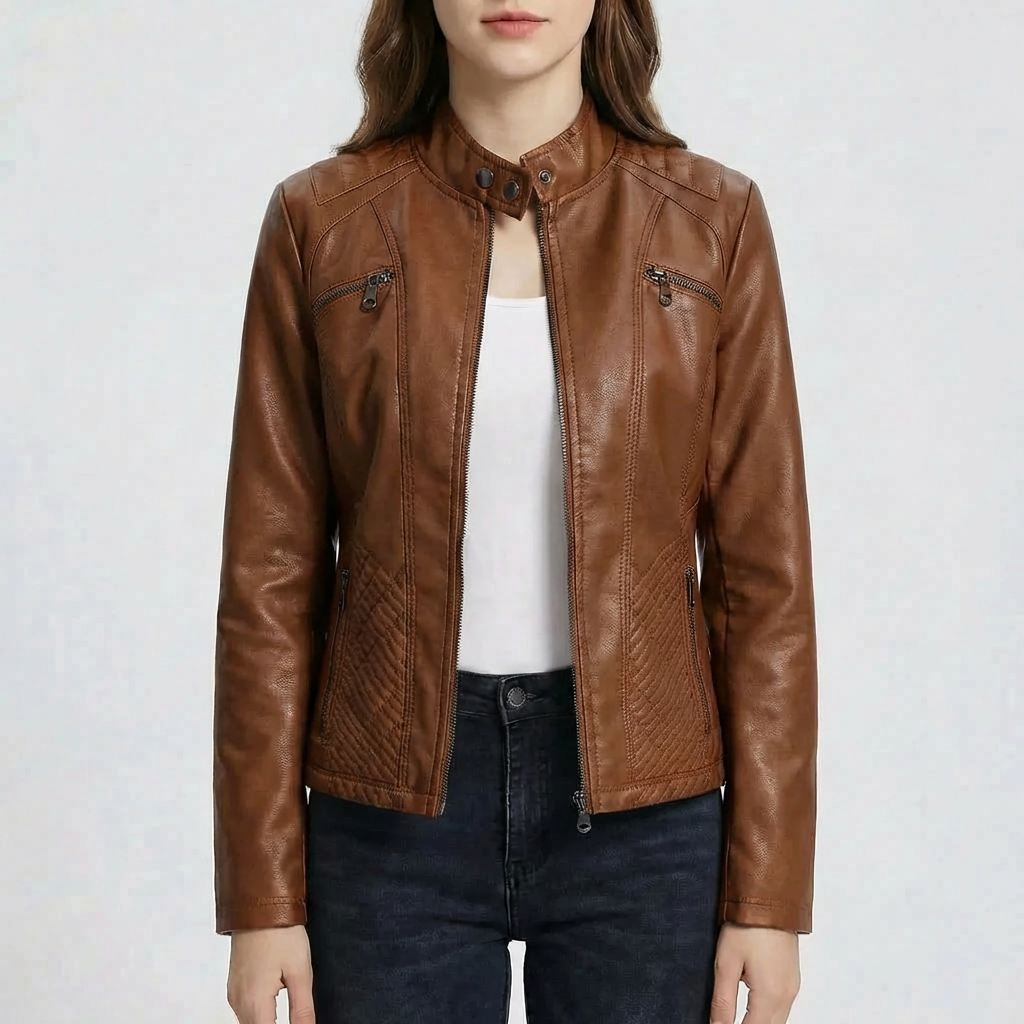 Slim-Fit Moto Jacket for Women