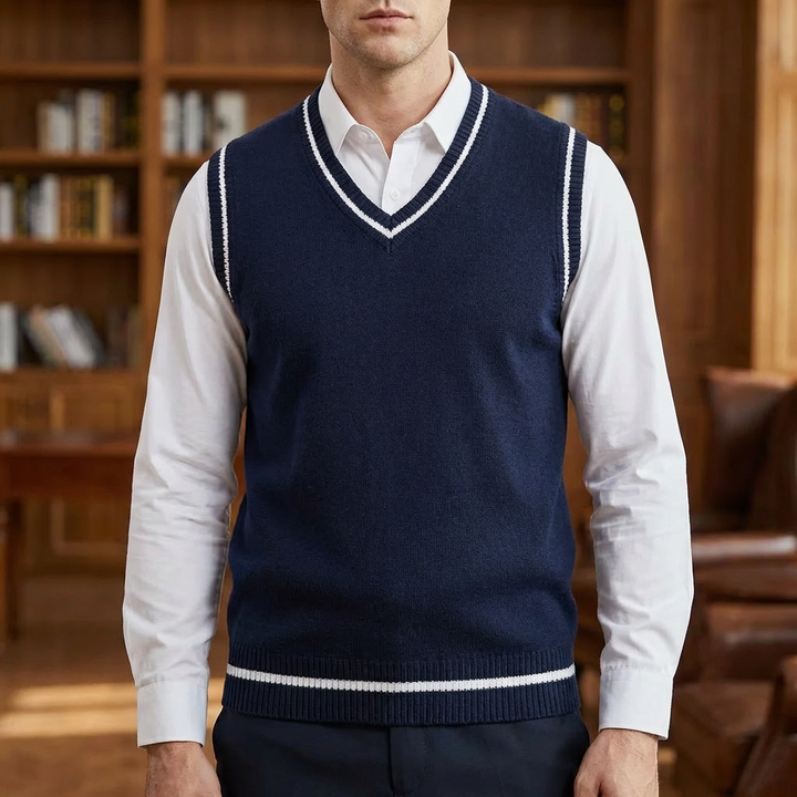 Retro Striped Preppy Style Sleeveless Pullover