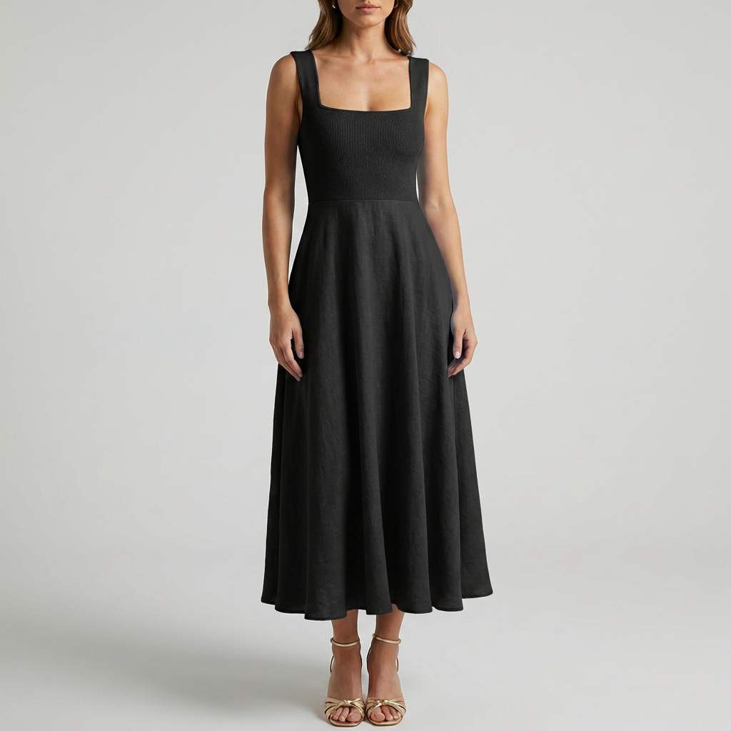 Women’s Elegant Sleeveless Solid Color Dress