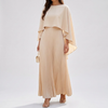 Flowing Pleated Batwing Sleeve Maxi Dress