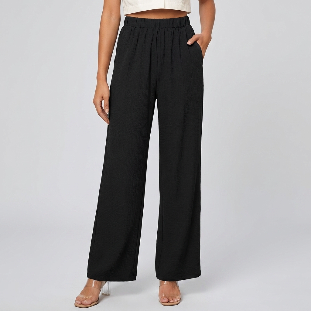 Women’s Straight-Leg Trousers with Elastic Waist