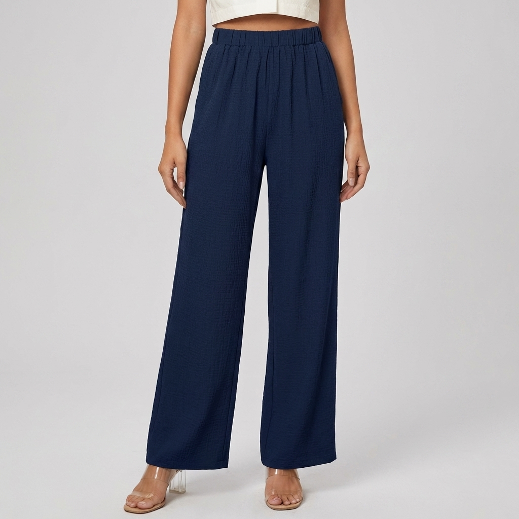Women’s Straight-Leg Trousers with Elastic Waist