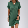 Breezy Casual V-Neck Button Dress