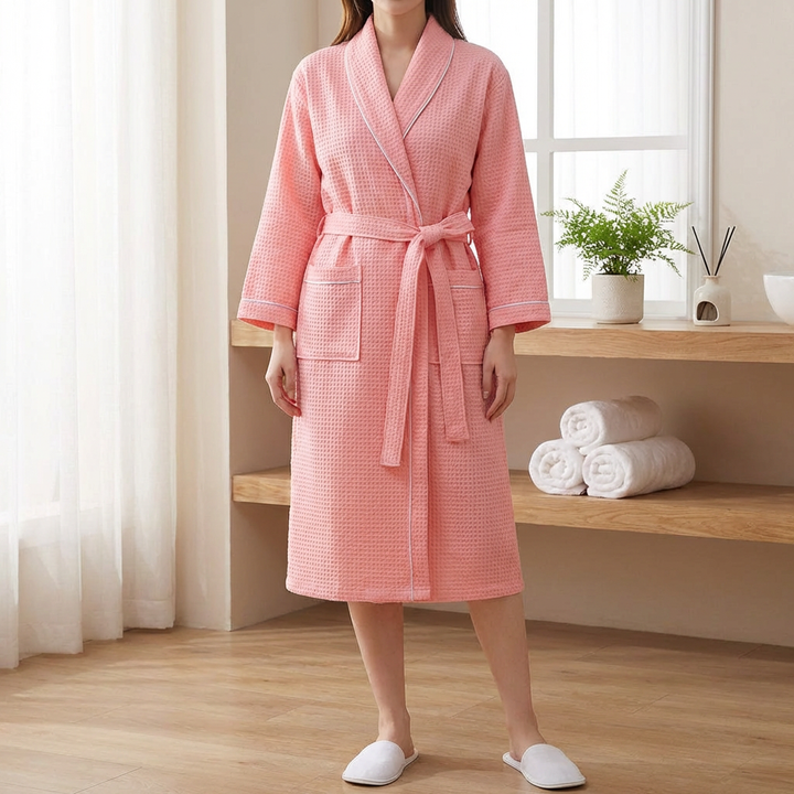 Lightweight Kimono Cotton Waffle Bathrobe