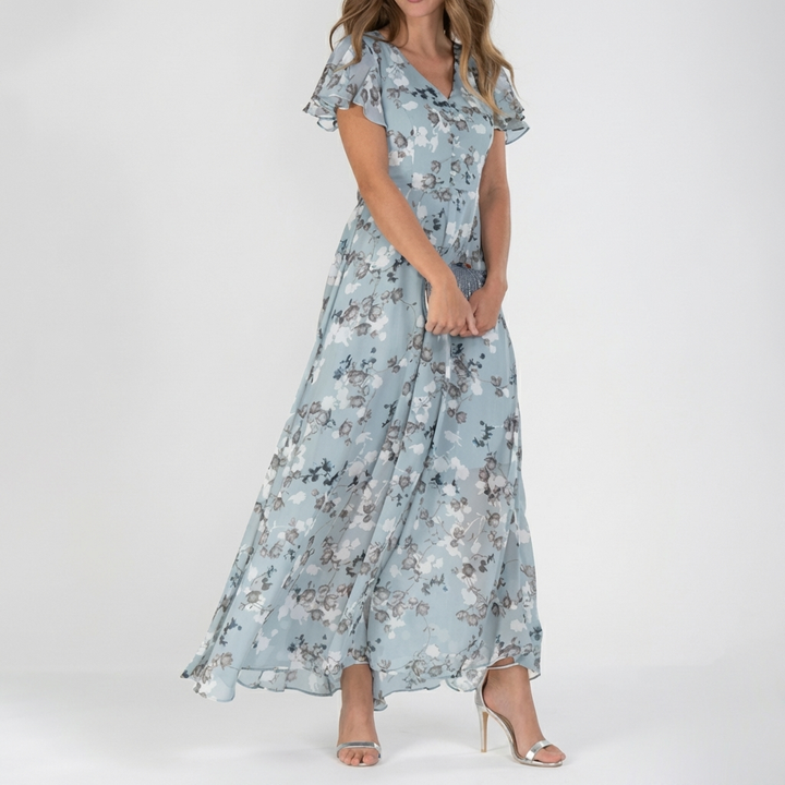 Vintage Floral Print Maxi Dress for Women