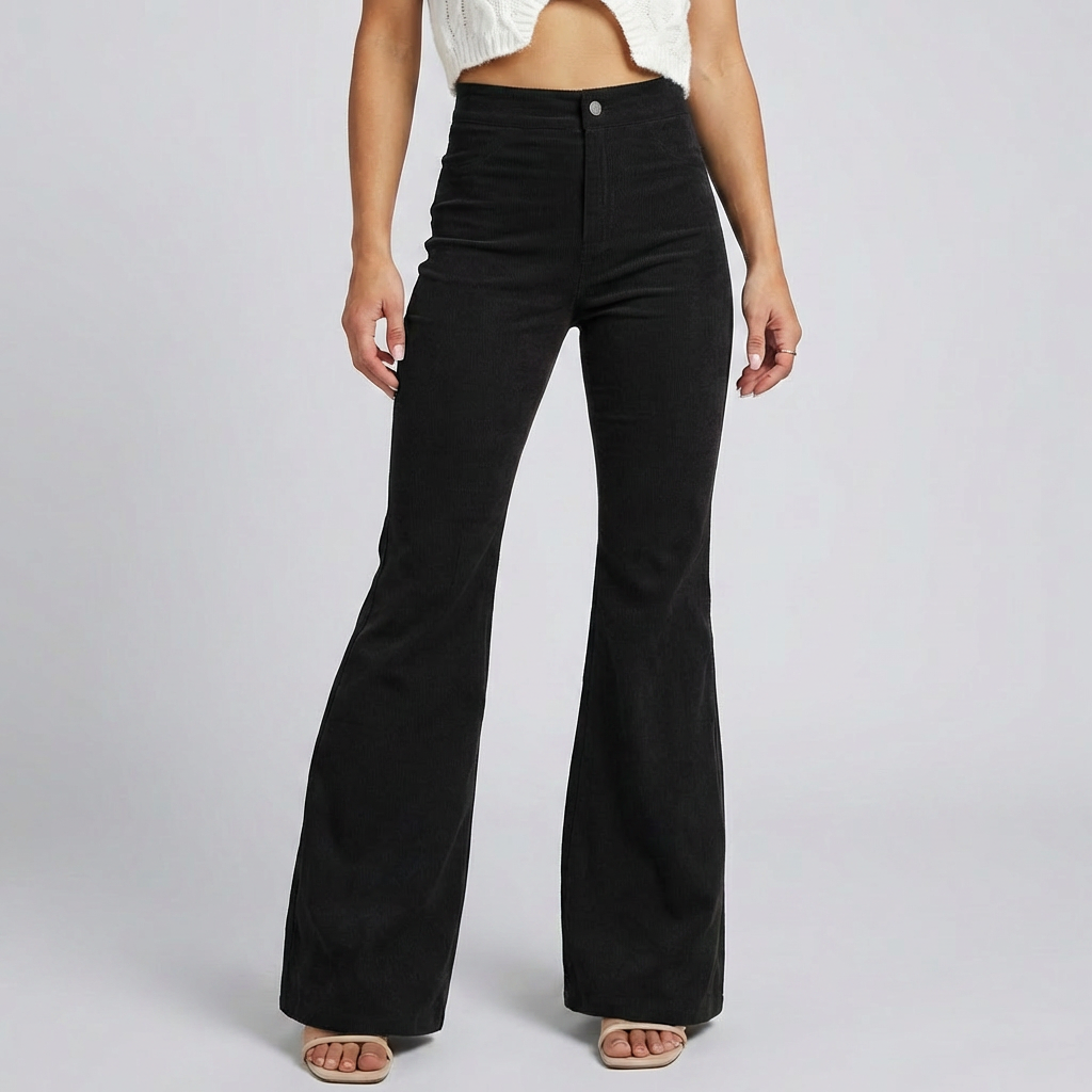 Trendy Corduroy Flare Pants for Women