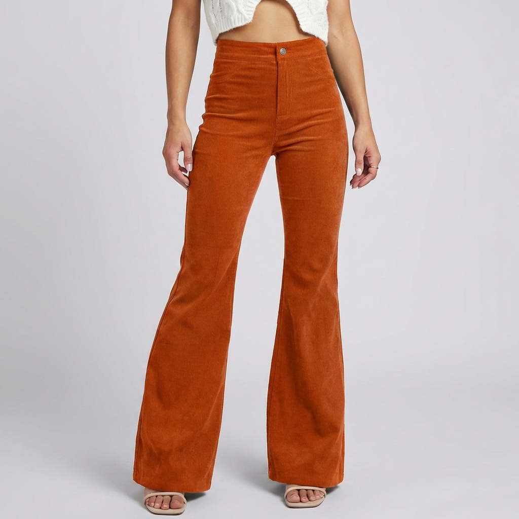 Trendy Corduroy Flare Pants for Women