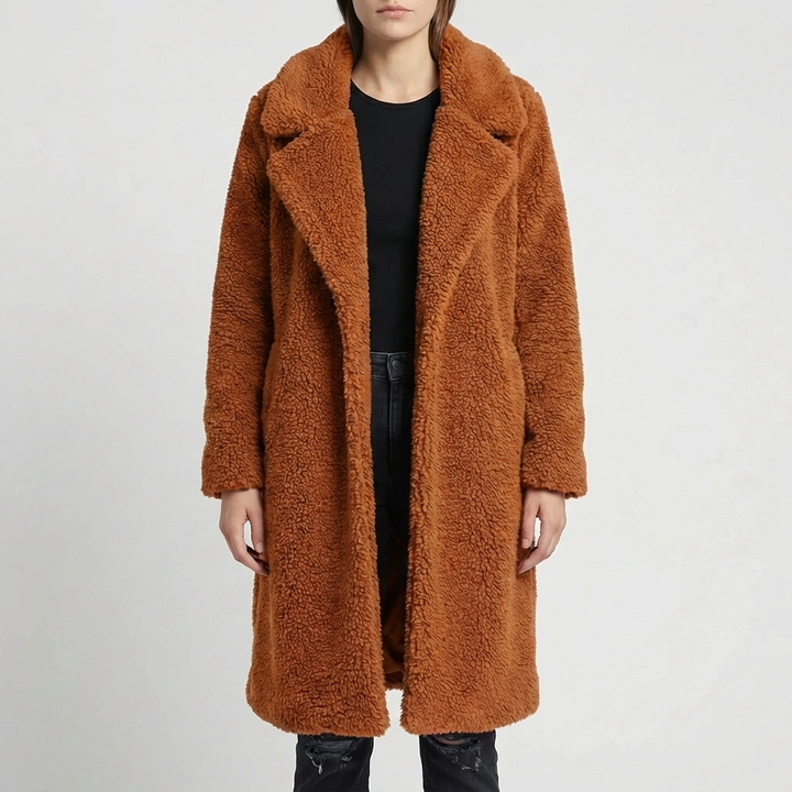 Long Open-Front Teddy Coat