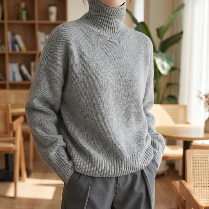 High Collar Thick Fine wool-Like Winter Sweater for Women