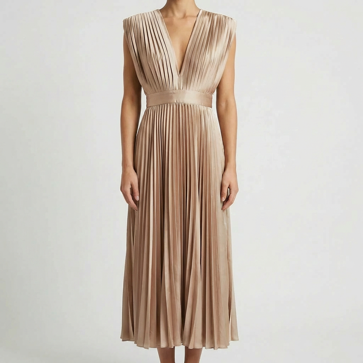 Sleeveless Pleated Midi Dress
