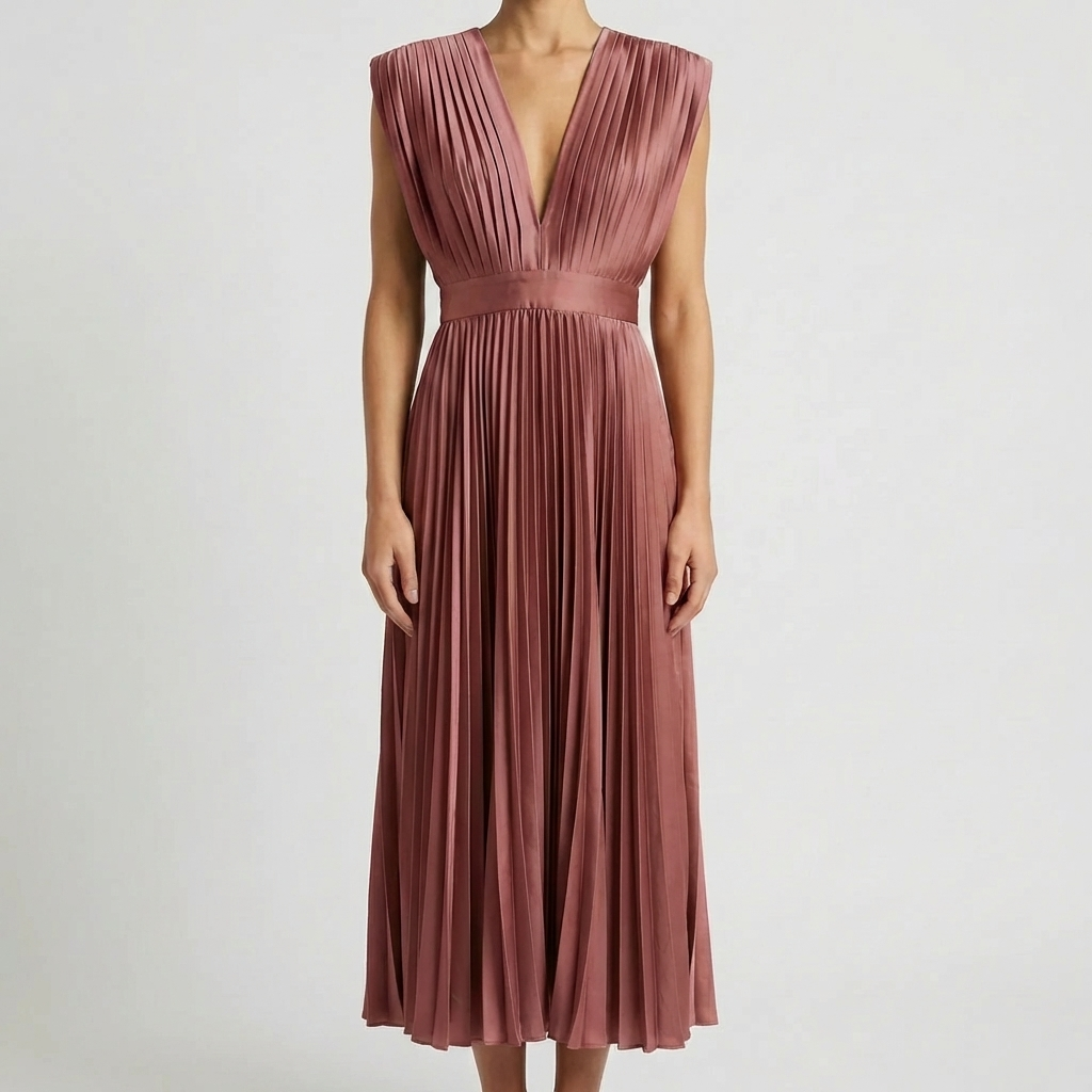 Sleeveless Pleated Midi Dress