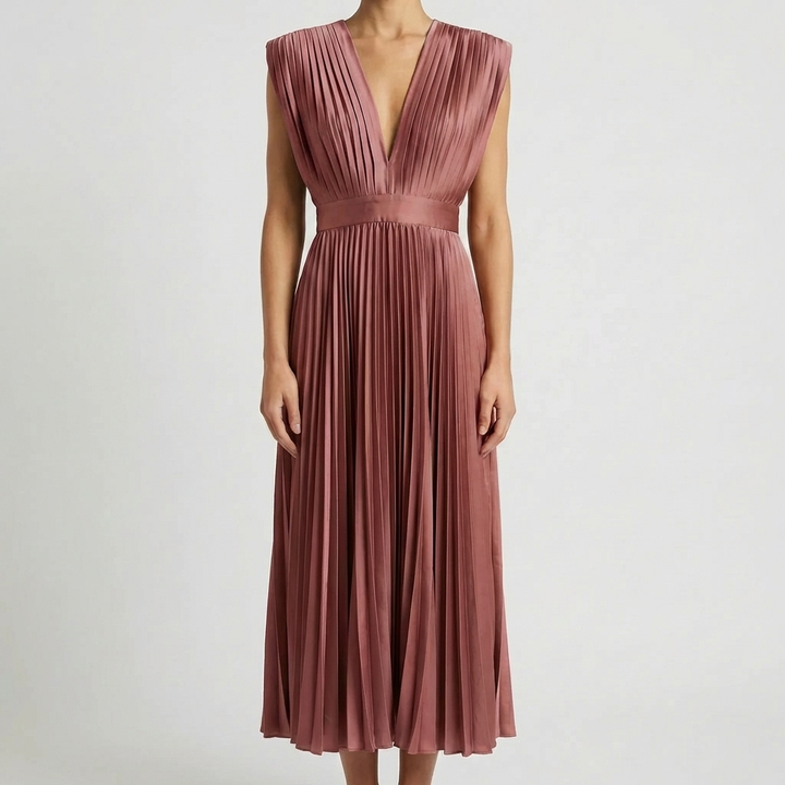 Sleeveless Pleated Midi Dress