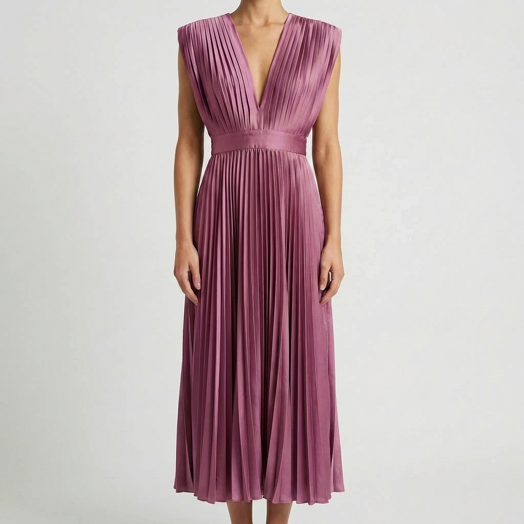 Sleeveless Pleated Midi Dress