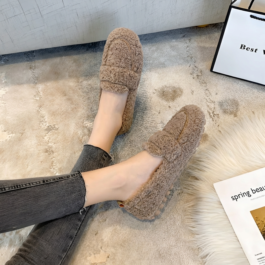 Slip-On Plush Flat Slipper Shoe