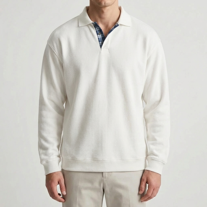 Long-Sleeve Polo Collar Pullover