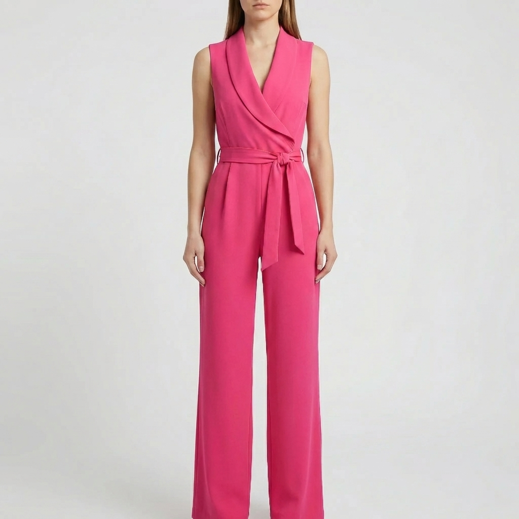 Sleeveless Wide-Leg Wrap Jumpsuit