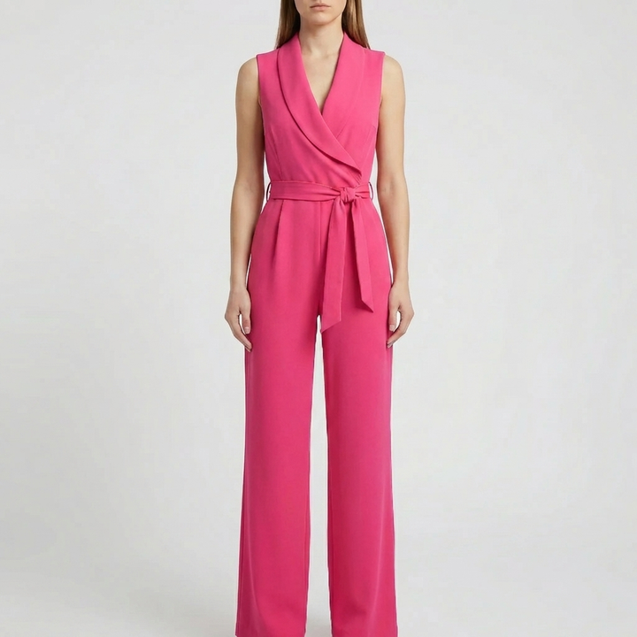 Sleeveless Wide-Leg Wrap Jumpsuit