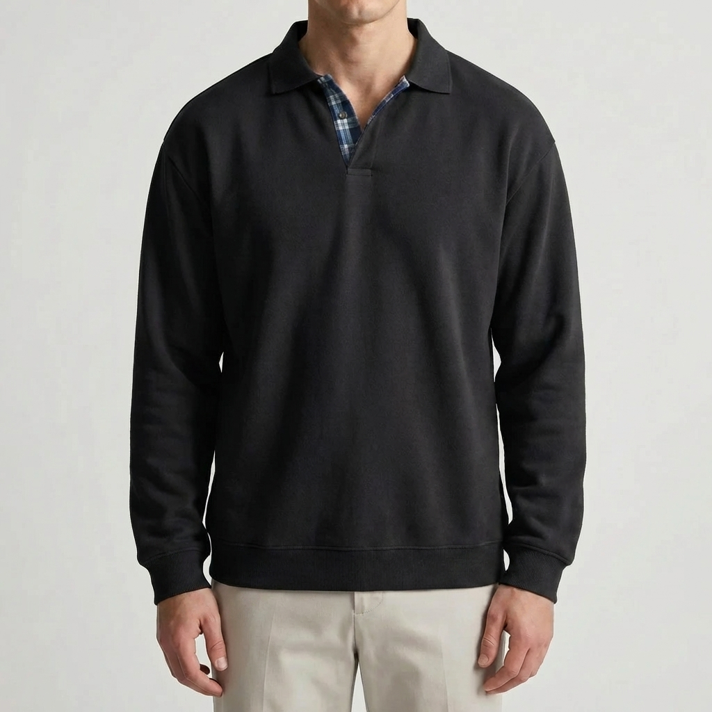 Long-Sleeve Polo Collar Pullover