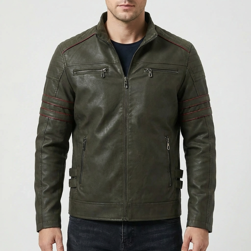 Tailored Biker-Style Zip-Up Jacket
