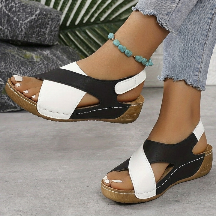 Color-Block Wedge Platform Sandals for Women