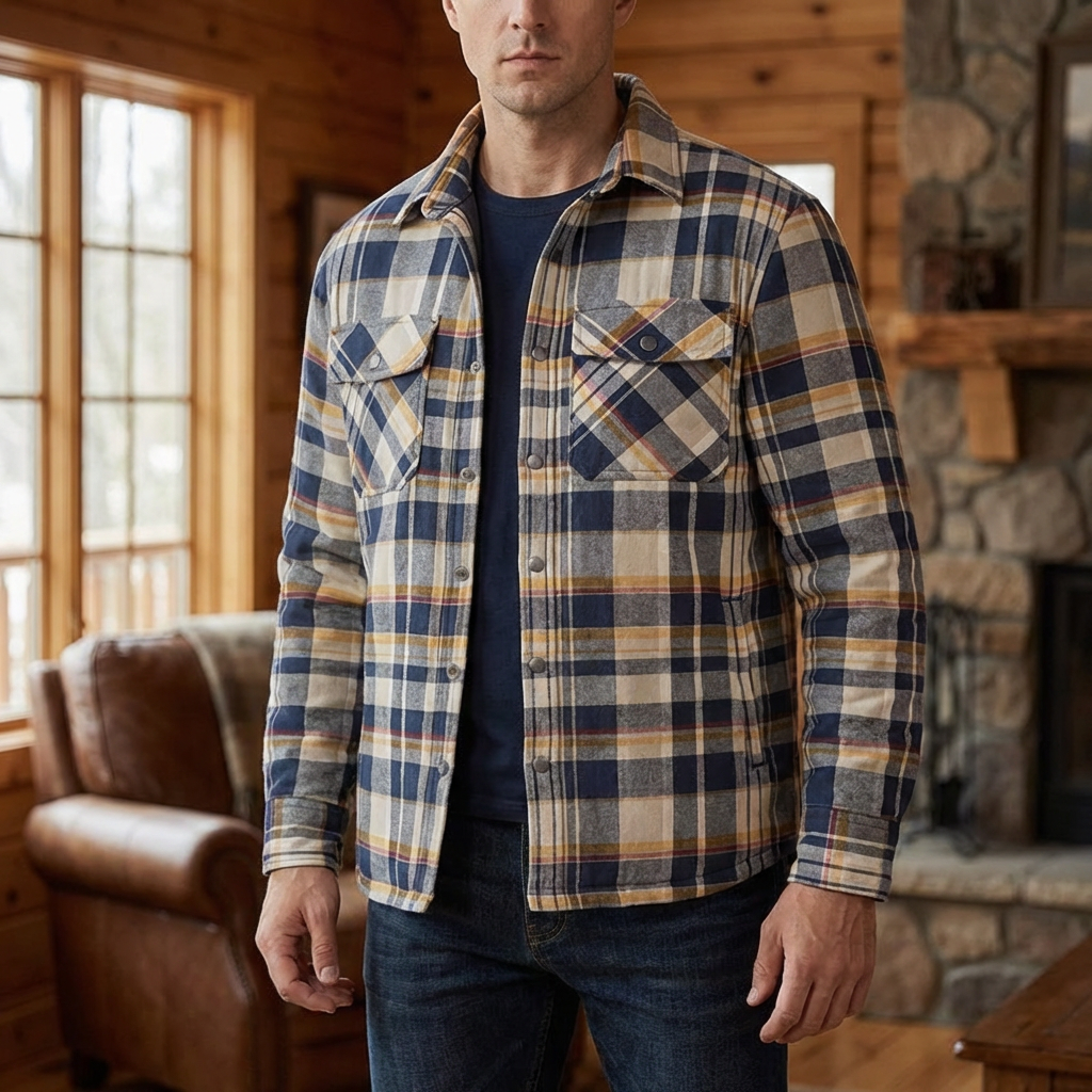 Cotton Checked Flannel Lumberjack Shirt