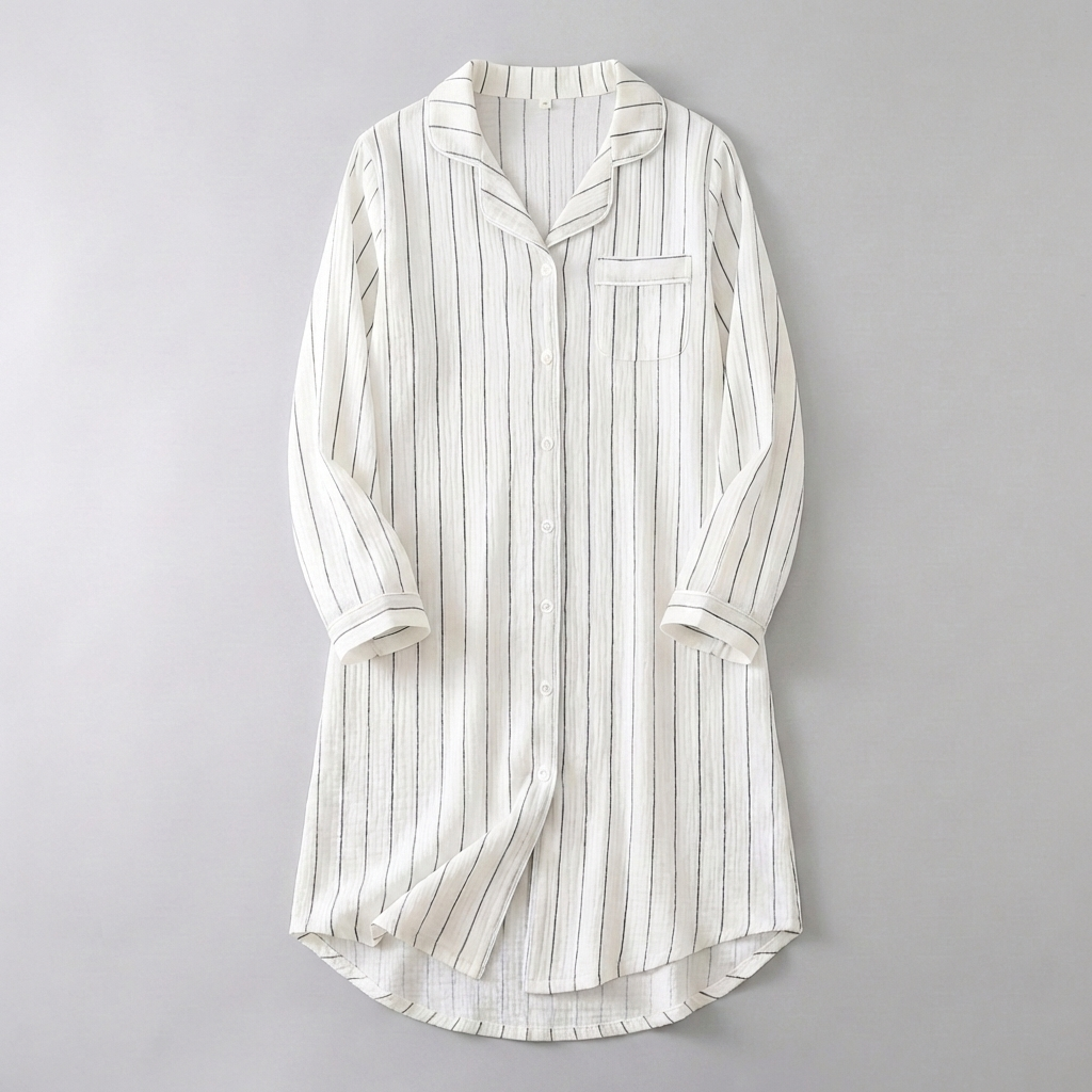Lightweight Women’s Striped Cotton Gauze Nightgown