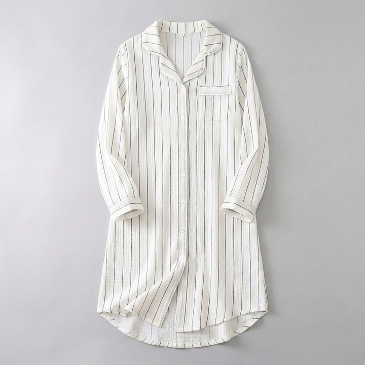 Lightweight Women’s Striped Cotton Gauze Nightgown