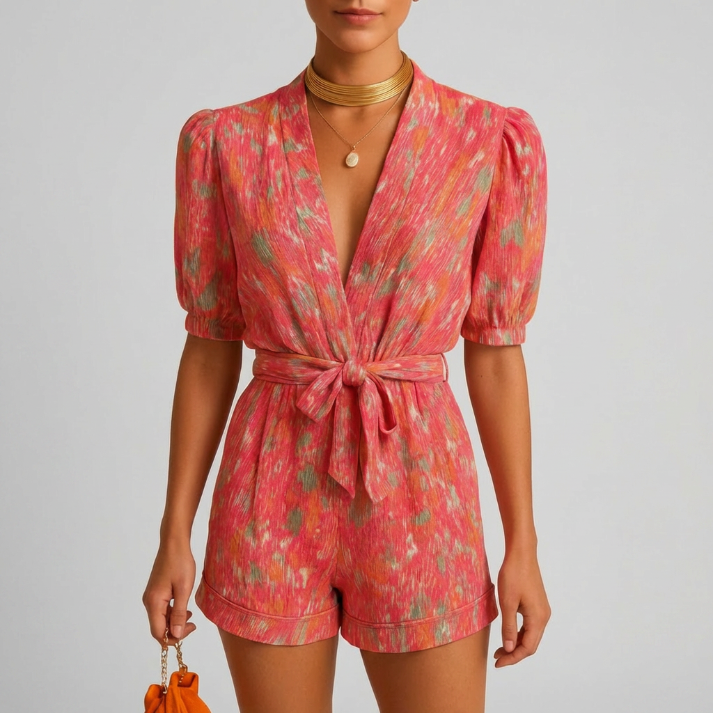 Summer Look Jumpsuit Puff Sleeves for Women