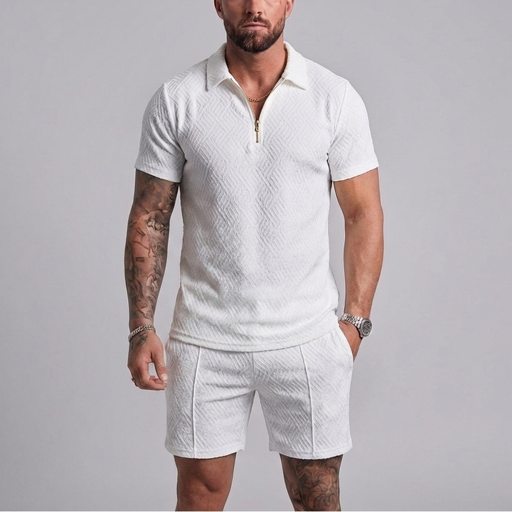 Casual Zipper Collar Summer Tracksuit Outfit