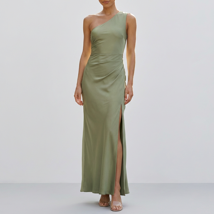 Women’s One Shoulder Satin Maxi Dress