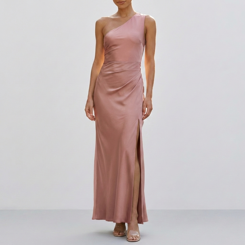 Women’s One Shoulder Satin Maxi Dress