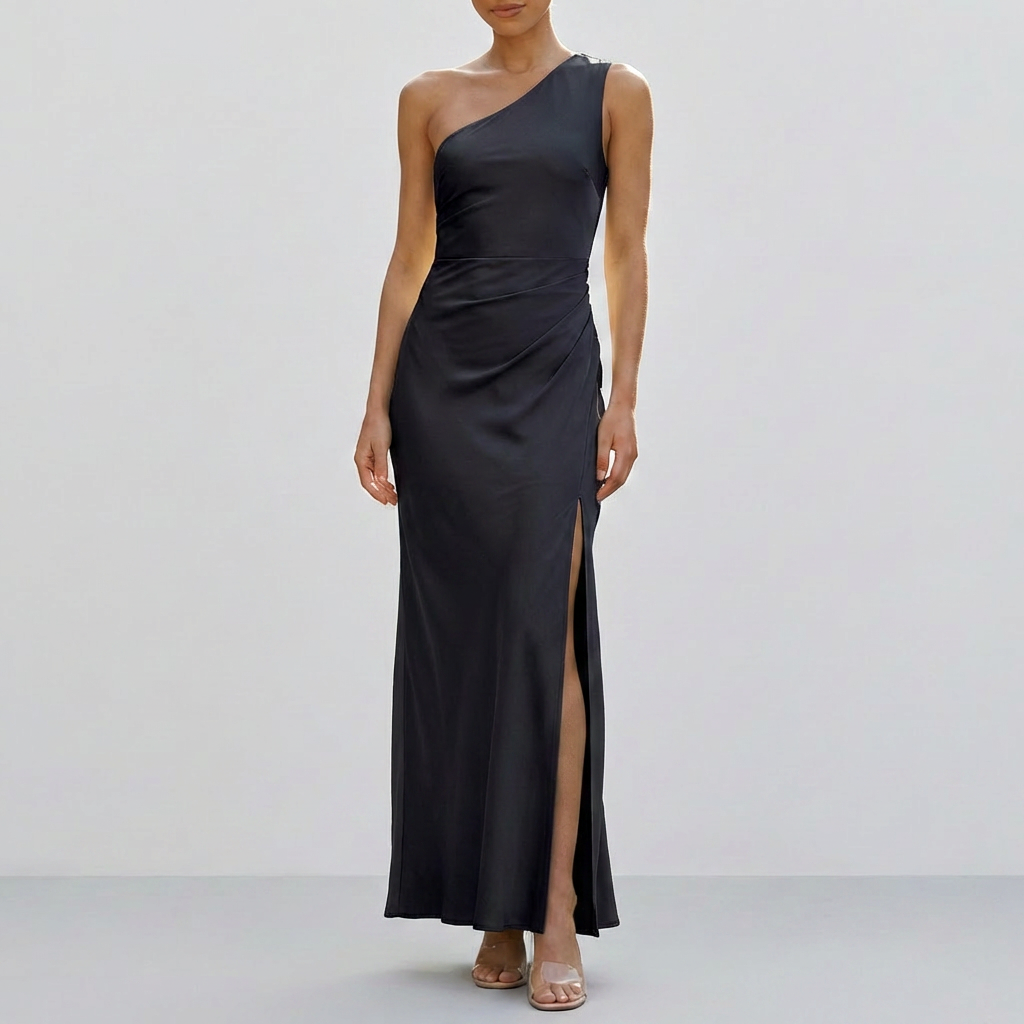 Women’s One Shoulder Satin Maxi Dress
