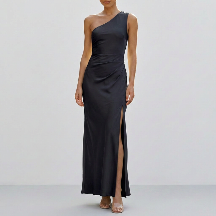 Women’s One Shoulder Satin Maxi Dress