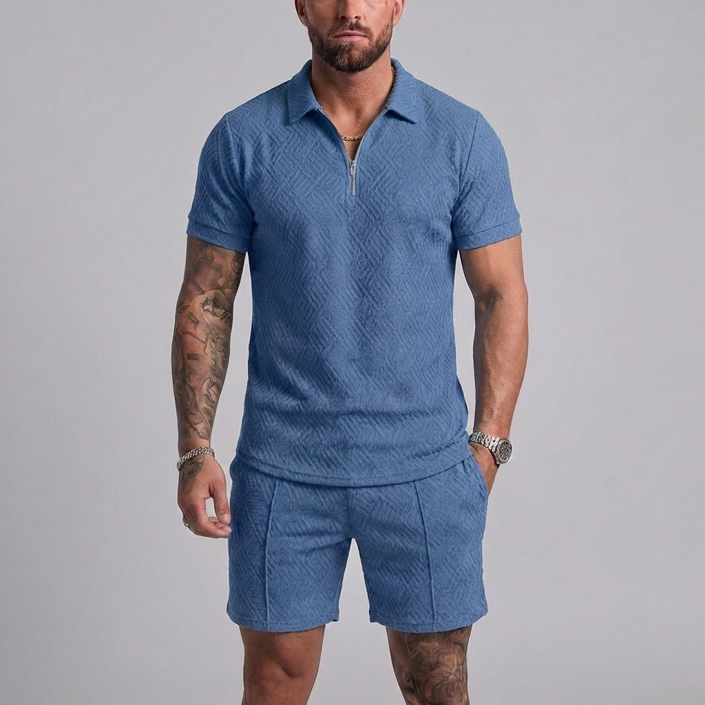 Casual Zipper Collar Summer Tracksuit Outfit