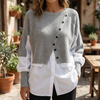 Two in One Pullover with White Blouse Hem